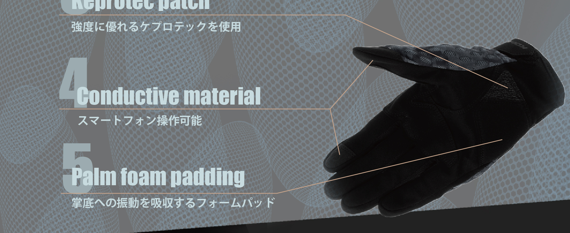 コミネ公式】GK-2433 プロテクトクーリングメッシュグローブ | KOMINE