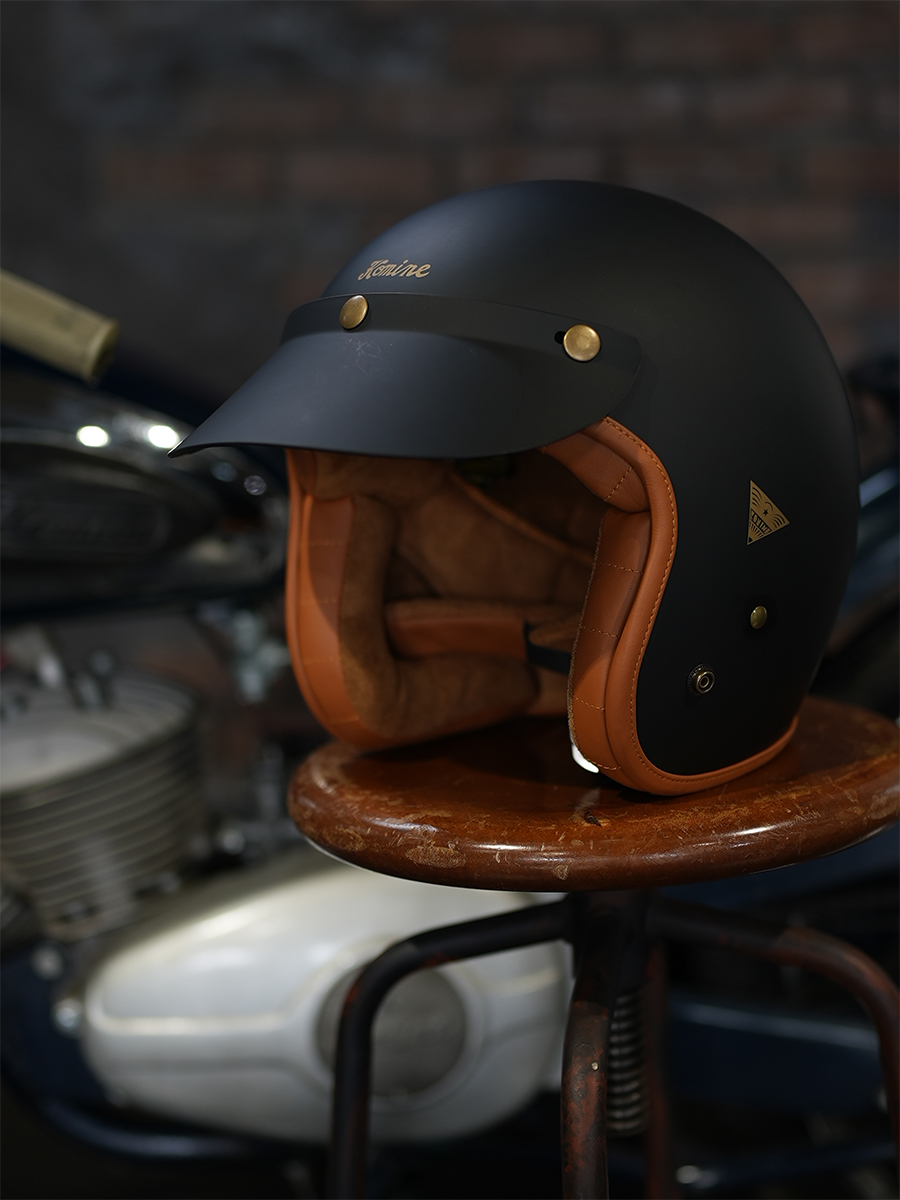 コミネ HK-195 ヘリテージ レザー ジェット ヘルメット KOMINE