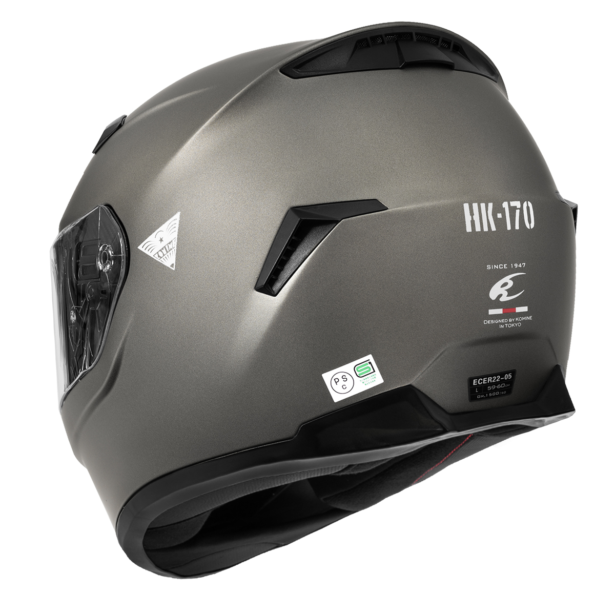 ヘルメット コミネ HK-170 グレー XL インカム　バイクロック 3点 HK-170 FL Full Face Helmet|コミネ（komine）
